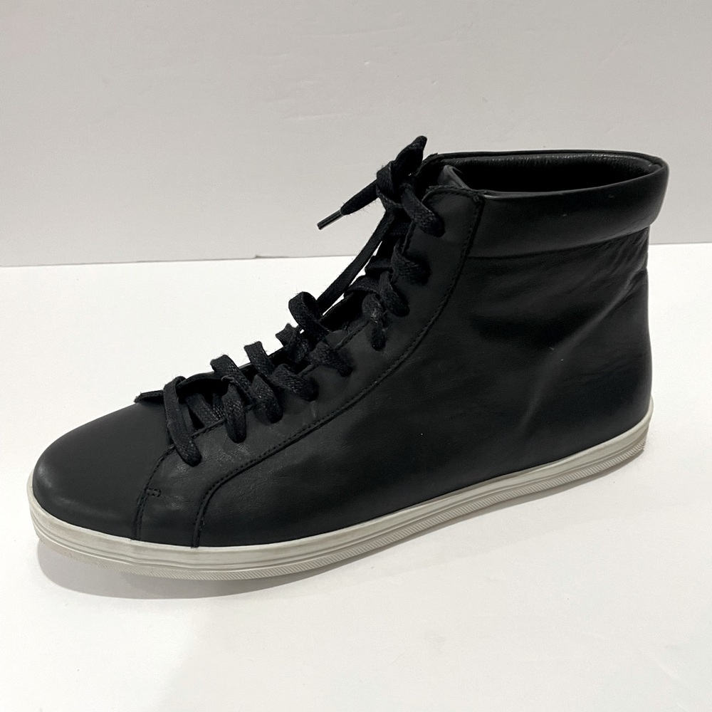 Freda Salvador Sal Lace up High Top Black Leather Shoes Sneakers sz. 9.5